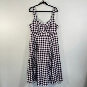 Torrid Women Black White Gingham Plaid Fit & Flare Skater Dress Size 2 (18/20)